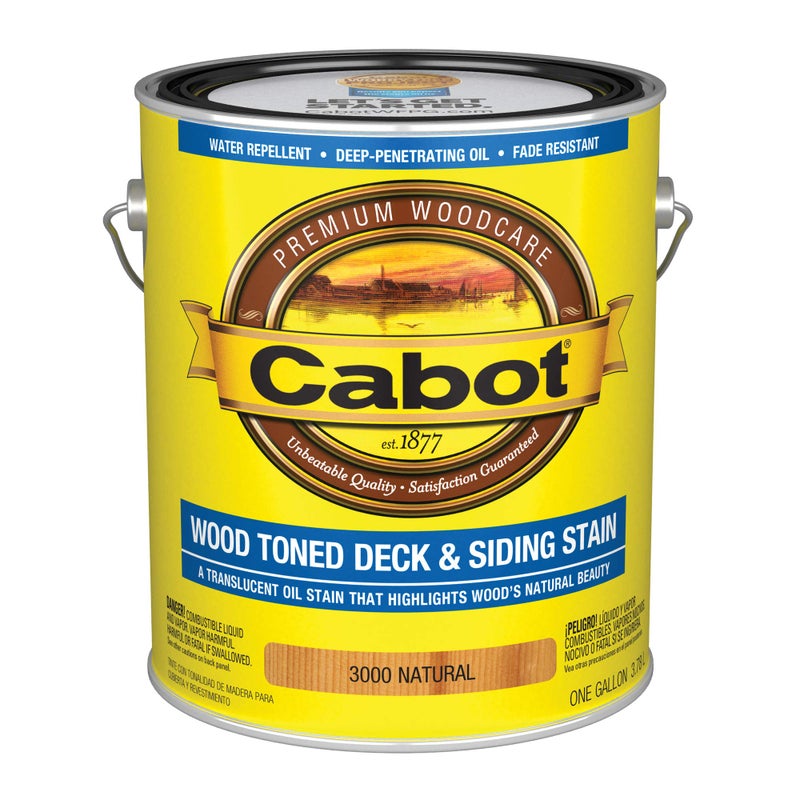 Cabot Wood Toned Stain + Sealer, Exterior Natural Wood Stain, Natural, Gallon - Image 1
